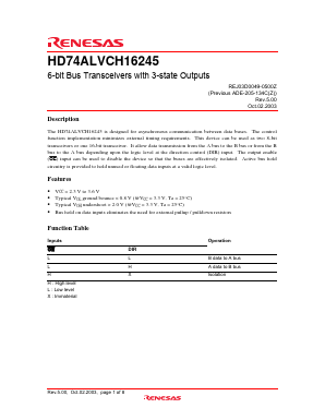 HD74ALVCH16245 Datasheet PDF Renesas Electronics
