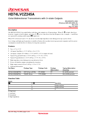 HD74LVCZ245ATELL Datasheet PDF Renesas Electronics