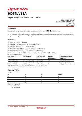 HD74LV11A Datasheet PDF Renesas Electronics