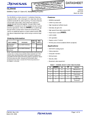 ISL59448 Datasheet PDF Renesas Electronics