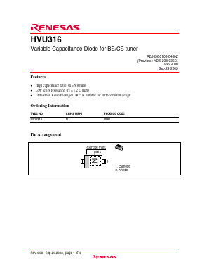 HVU316 Datasheet PDF Renesas Electronics