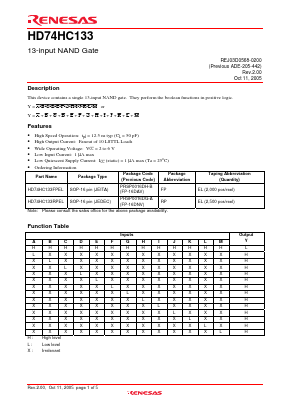 HD74HC133 Datasheet PDF Renesas Electronics