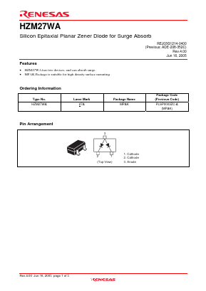 HZM27WA Datasheet PDF Renesas Electronics