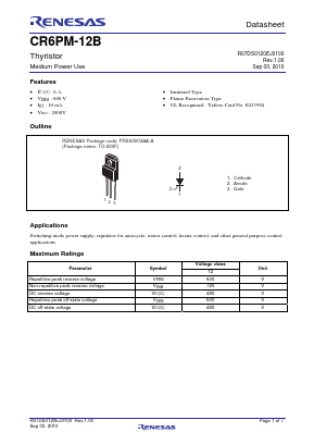 CR6PM-12B Datasheet PDF Renesas Electronics