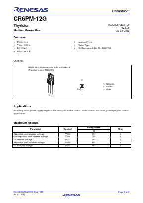 CR6PM-12G Datasheet PDF Renesas Electronics
