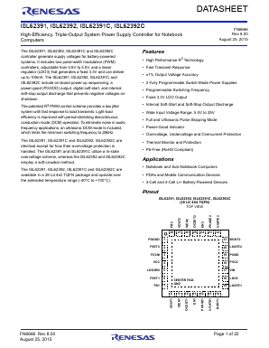 ISL62391CHRTZ Datasheet PDF Renesas Electronics