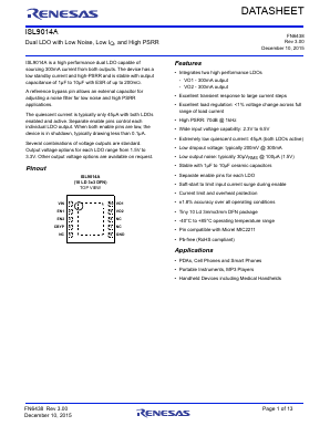 ISL9014AIRPLZ Datasheet PDF Renesas Electronics