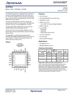 ISL97644 Datasheet PDF Renesas Electronics