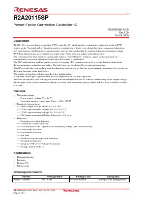 R2A20115SP Datasheet PDF Renesas Electronics