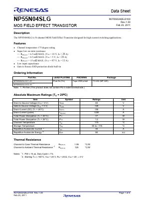 NP55N04SLG-E1-AY Datasheet PDF Renesas Electronics