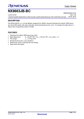 NX8663JB-BC Datasheet PDF Renesas Electronics