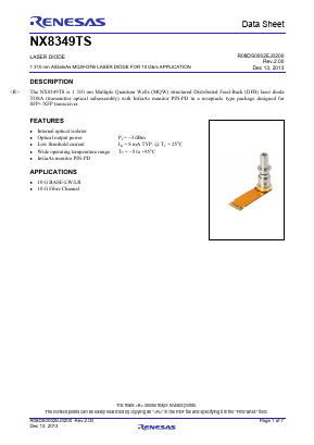 NX8349TS Datasheet PDF Renesas Electronics