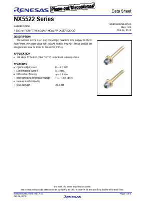 NX5522EK Datasheet PDF Renesas Electronics