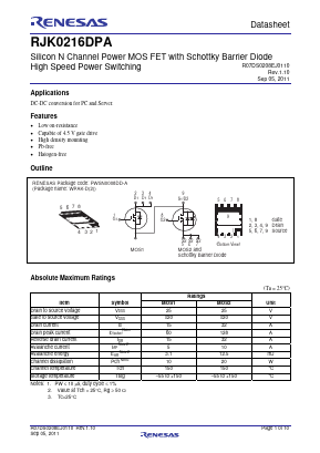 RJK0216DPA Datasheet PDF Renesas Electronics