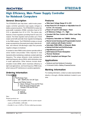 RT8223BGQW Datasheet PDF Richtek Technology