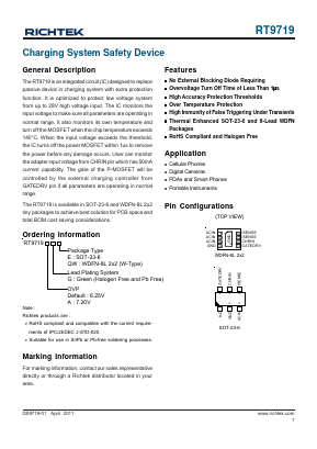 RT9719AGQW Datasheet PDF Richtek Technology