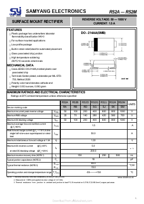 RS2A Datasheet PDF SAMYANG ELECTRONICS CO.,LTD.