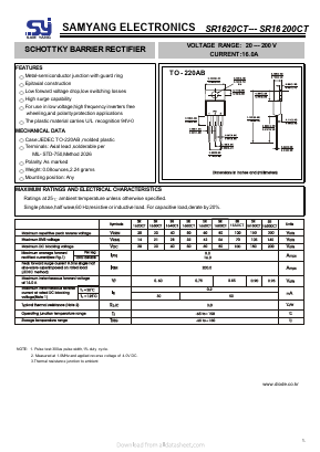SR1620CT Datasheet PDF SAMYANG ELECTRONICS CO.,LTD.