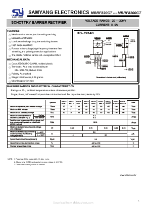 MBRF8150CT Datasheet PDF SAMYANG ELECTRONICS CO.,LTD.