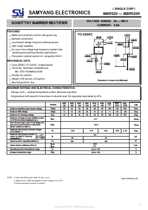 MBR5A0 Datasheet PDF SAMYANG ELECTRONICS CO.,LTD.