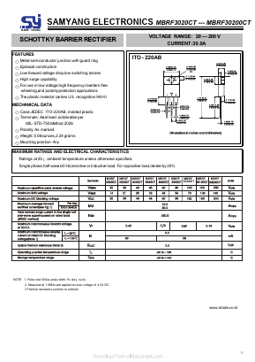 MBRF30200CT Datasheet PDF SAMYANG ELECTRONICS CO.,LTD.