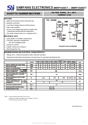 MBRF1040CT Datasheet PDF SAMYANG ELECTRONICS CO.,LTD.