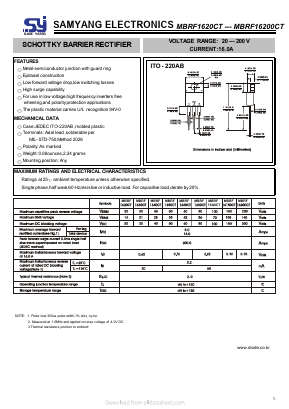 MBRF16150CT Datasheet PDF SAMYANG ELECTRONICS CO.,LTD.
