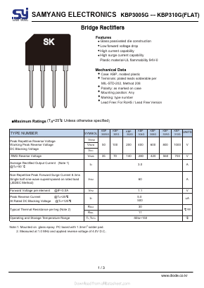 KBP304G Datasheet PDF SAMYANG ELECTRONICS CO.,LTD.