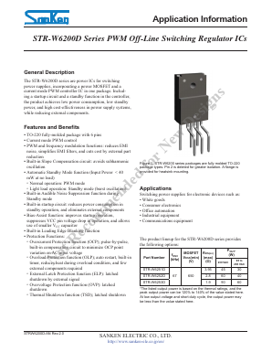 STR-W6200D Datasheet PDF Sanken Electric co.,ltd.