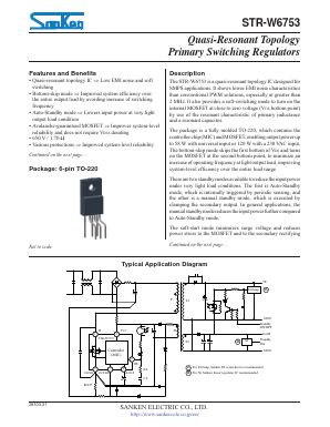 STR-W6753 Datasheet PDF Sanken Electric co.,ltd.