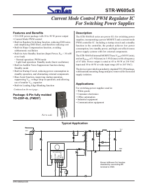 STRW605XS Datasheet PDF Sanken Electric co.,ltd.