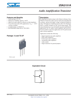 A2151A Datasheet PDF Sanken Electric co.,ltd.