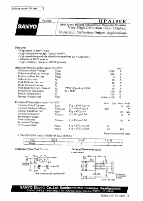 HPA100R Datasheet PDF SANYO -> Panasonic