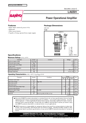 LA6501 Datasheet PDF SANYO -> Panasonic