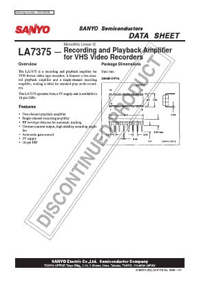LA7375 Datasheet PDF SANYO -> Panasonic