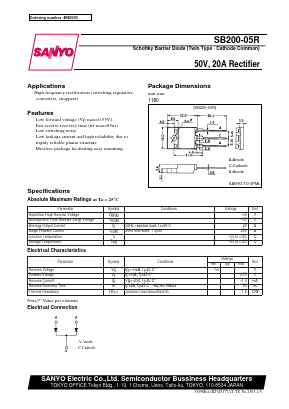 SB200-05R Datasheet PDF SANYO -> Panasonic