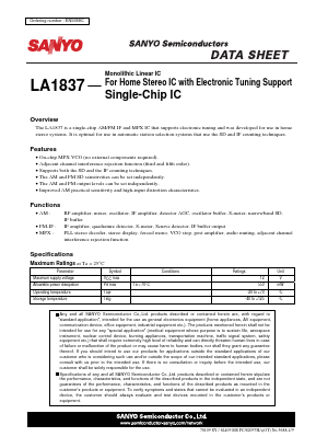 LA1837 Datasheet PDF SANYO -> Panasonic