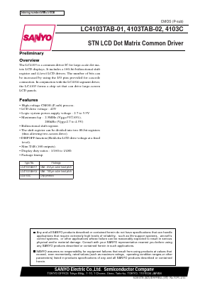 LC4103TAB-01 Datasheet PDF SANYO -> Panasonic