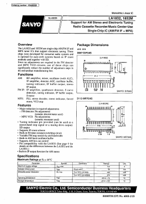 LA1832 Datasheet PDF SANYO -> Panasonic