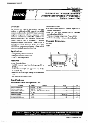 STK6215 Datasheet PDF SANYO -> Panasonic