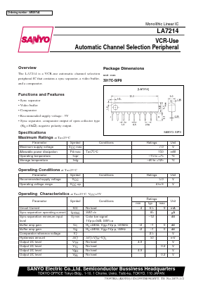 LA7214 Datasheet PDF SANYO -> Panasonic