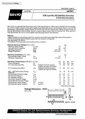 LA7311 Datasheet PDF SANYO -> Panasonic