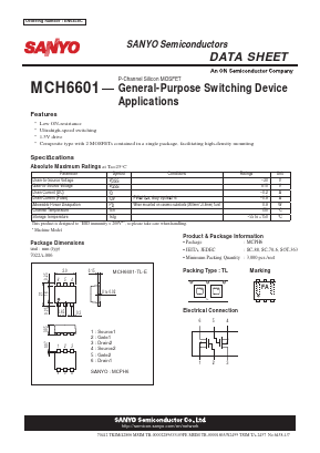 MCH6601 Datasheet PDF SANYO -> Panasonic
