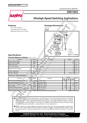 2SK1923 Datasheet PDF SANYO -> Panasonic