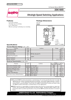 2SK1905 Datasheet PDF SANYO -> Panasonic