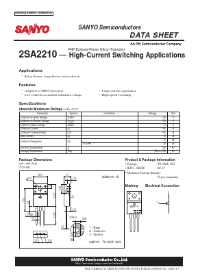 2SA2210-1E Datasheet PDF SANYO -> Panasonic