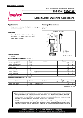 2SB920 Datasheet PDF SANYO -> Panasonic