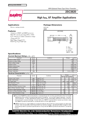 2SC3820 Datasheet PDF SANYO -> Panasonic