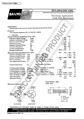 2SA1654 Datasheet PDF SANYO -> Panasonic