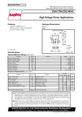 2SA1784 Datasheet PDF SANYO -> Panasonic